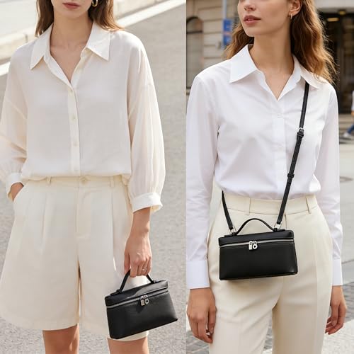 Image of DORIS&JACKY Small Leather Crossbody Bag for Women Designer Mini Top Handle Clutch Phone Bag with Adjustable Shoulder Strap