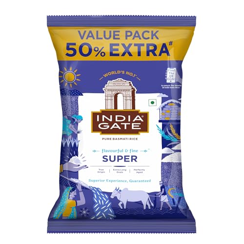 India Gate Basmati Rice Super, 1kg (with Free 500g)