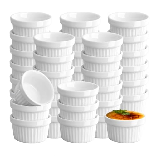ENIPEDITA 32 Pcs 1 oz Mini Ramekins Dessert Cups Dipping Sauce Cups Small Porcelain Tiny for Salsa Jams and Souffle Dish