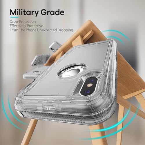 ORIbox for iPhone X/XS Case Gray, [10 FT Military Grade Drop Protection], Transparent Heavy Duty Shockproof Anti-Fall Case for iPhone X/XS Phone Case,6.1 inch,3 in 1, Crystal Gray by ORIbox - Used condition - US$7.18