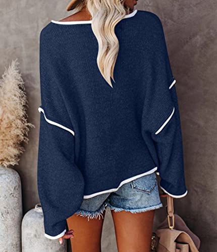Image of SALENT Women's Casual Oversized Sweaters Loose Soft Chunky Knit Long Batwing Sleeve Pullover Sweater Outfit Sweatshirts Tops