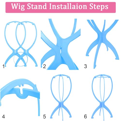 ZeriTlolen 3 Pack Wig Stands for Long Short Hair Portable Collapsible Dryer Travel Extensions Stands - Image 4