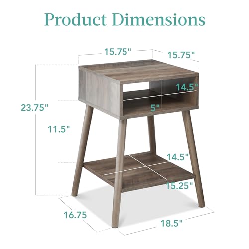 Best Choice Products SKY7084 Mid-Century Modern End Table Set Of 2, Side Accent Furniture For Living Room, Den, Sitting Room, Space Saving W/Cubby Storage, Lower Shelf, Pine Wood Legs - Gray Oak thumb #1