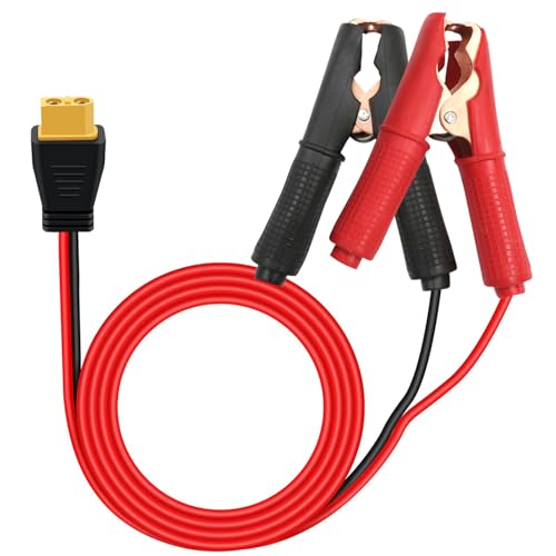 Battery Alligator Clips Clamp to XT60 Extension Cord 14AWG 12V 24V XT60 Female to Alligator Clips 20A for Lawn Mowers, Motorcycles and Boat, Car Battery Charging Or Other Equipment (2m)