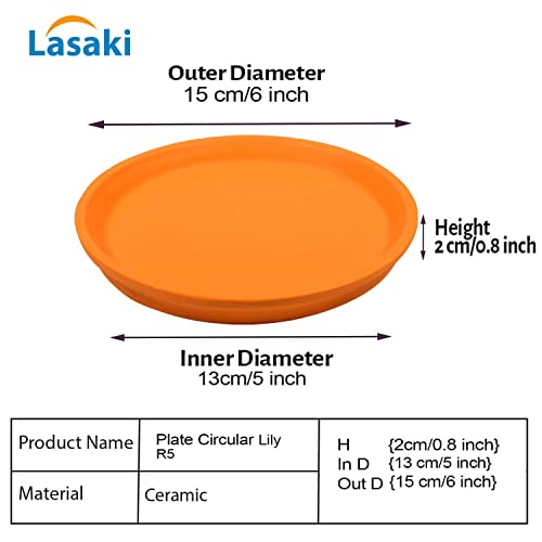 Image of Lasaki Round Ceramic Trays (Plates Saucers) for Pots, planters, Flower, Succulent(Set of 2,Lily,5 inch) R5(Plants not Included)