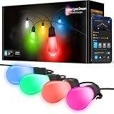 Govee Smart Outdoor String Lights H7016, 96ft RGBIC Outdoor Lights with 30 Dimmable LED Bulbs, IP65 Waterproof, Color Changing Warm White Lights with 47 Scene Modes for Patio, Backyard, App Control