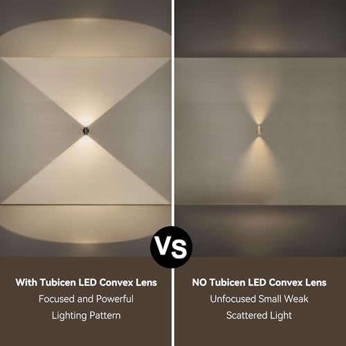 Image of Tubicen Up Down Wall Sconce Indoor Dimmable Movie Theater Lights Hardwired | 7W Bright LED Cylinder Wall Sconces Modern Interior Wall Light for Living Room Home Theater Hallway Stairs 3000K 5.4 inchH Black