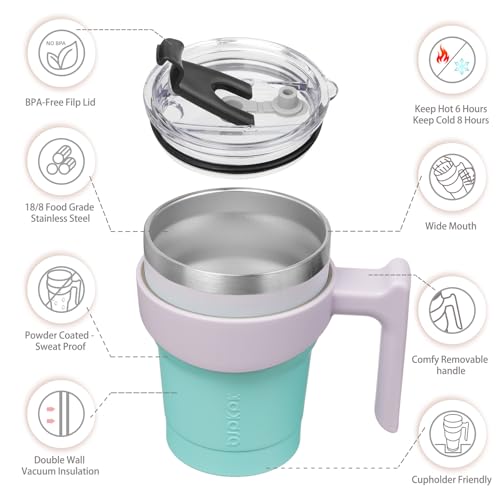 Image of BJPKPK 10 oz Mini Tumbler with Lid, Straw & Handle, Insulated Steel Cup