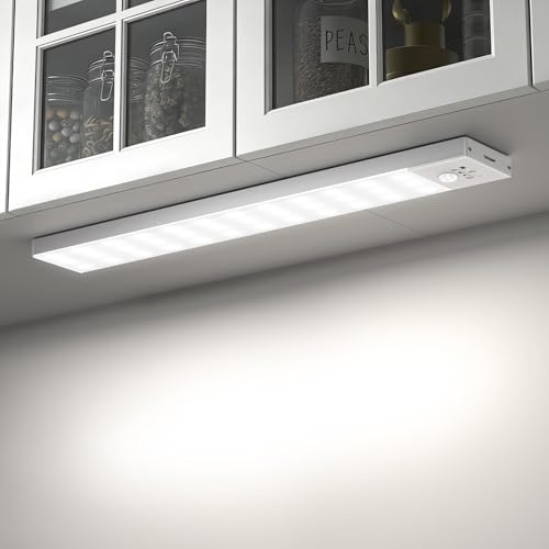 Generico Luz LED Adhesiva USB Recargable 1000mAh con Sensor de Movimiento -23CM 36 LEDs 5000K Blanco Natural, 4 Modos, para Cocina, Armario, Escalera, Pasillo, Garaje - 2 Piezas