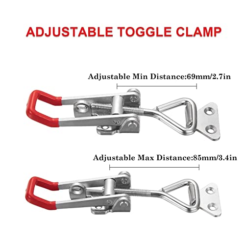 Image of Toggle Latch Clamp 4002 Style,550Lbs Holding Capacity,Toggle Latches with Lock-Hole,Adjustable Heavy Duty Medium Latch for Smoker lid,ToolBox Cases and More (5.7inch)