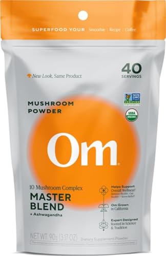 Om Master Blend Organic Mushroom Powder – 10 Mushrooms & Ashwagandha (3.17 oz)