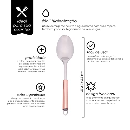 Mimo Style Colher Para Arroz de Aço Inoxidável de Excelente Durabilidade, Alça Cor Bronze para Pendu