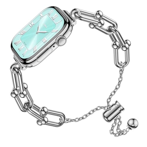 Image of Slim Bracelet for Apple Watch Series 11-3 SE 3 /2 /1 Ultra Women iwatch Bands | U-Shaped Jewelry Design, Push-Button Drawstring Lock, Fits 38 /40 /41 /42 /44 /45 /46 /49mm, Adjustable Length, Dressy Gift for Her