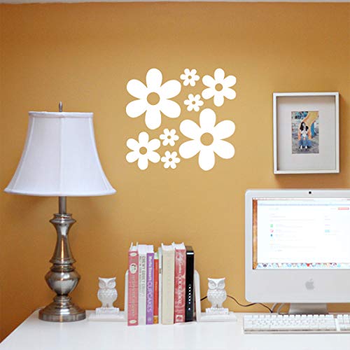 Image of Groovy Daisy Flower (White) (Set of 2) Premium Waterproof Vinyl Decal Stickers for Laptop Phone Accessory Helmet Car Window Bumper Mug Tuber Cup Door Wall Decoration
