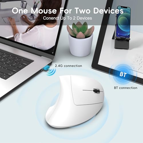 Image of Ergonomic Vertical Mouse, Bluetooth Rechargeable Wireless Mouse with 800 /1200 /1600 DPI, 6 Silent Buttons, Computer Mice for Windows, Linux, Mac