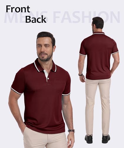 Image of ZITY Men Polo Shirts Short Sleeve with Pocket Golf Polo Wicking Shirts for Men Casual Collared T-Shirts