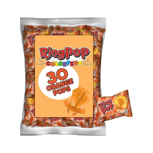 Image of Ring Pop Individually Wrapped Orange Candy 30 Count Bulk Lollipop Pack | Orange Punch Flavored Lollipop Suckers for Kids Fun Candy for Parties & Celebrations Party Favors 15 Ounces