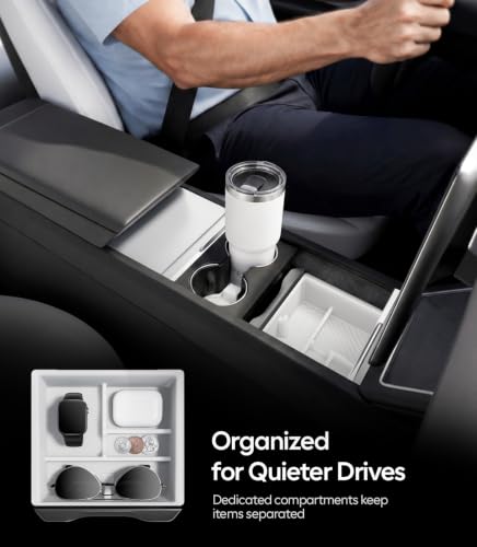 Image of Wigoo for 2026 Tesla Model Y /3 /YL Accessories Console Organizer 4PCS White