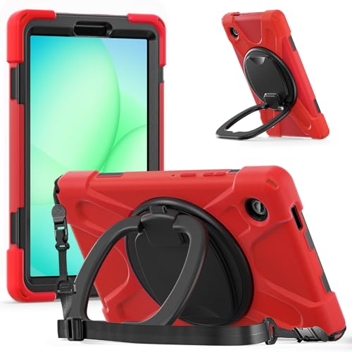 Protection antichoc Samsung Tab A11 8.7 2025 rouge avec bandoulière