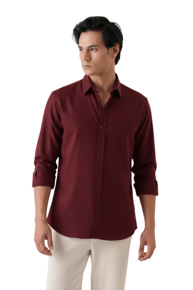 Image of CRYSTAL SKY Men Airy Linen Cotton Shirt Regular Fit Full Sleeves Solid Formal Shirt Stylish Daily Casual Office Wear