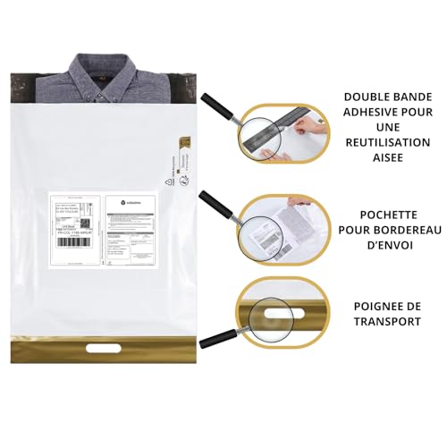 ShipSafely - 30 Versandtaschen / Verpackung XL (55 x 45 cm) – blickdicht, strapazierfähig, wasserdicht & wiederverwendbar mit Griff, Doppelklebeband, Versandtasche + Dankeskarten