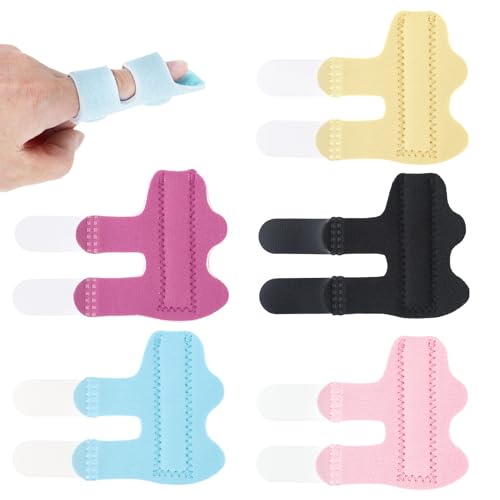Larrel 5 PCS Finger Splint, Universal Finger Brace Comfortable Fingers Cast Pointer Thumb Guard Fingers Protectors Stabilizer for Kids Women Men Middle Index Rings Pinky Support (5 Color)