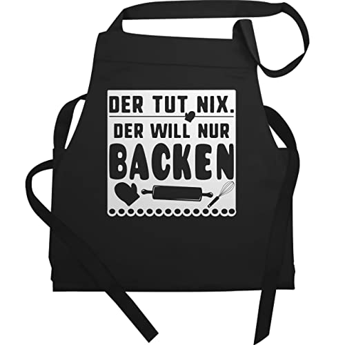 Shirtracer Schürze - Backschürze - Herren 1 - Der tut nix der will nur backen I Geschenk Backen I Hobbybäcker - 60x87 - Schwarz - bäckerschürze back-schürze koch bäcker apron back schürzen lustige