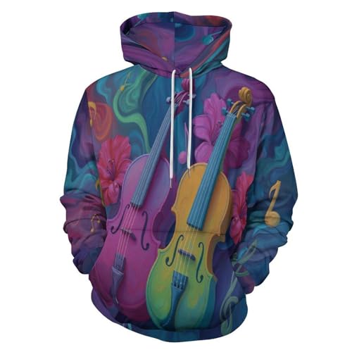 Sweat à capuche guitare 3D idéal pour les concerts et sorties en ville