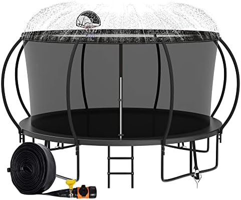 Homata Tranpoline for Kids Adults, 1500 LBS Weight Capacity 12FT No Gap Design Recreational Tranpoline with Basketball Hoop, Fully Galvanized Anti-Rust Coating - ASTM Approved