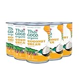 Thai Coco Organic Coconut Cream Full Fat Unsweetened Heavy Cream 13.5 fl oz 6 Pk