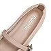 DOBOLIN Womens Fishnet Mesh Ballet Flats Round Toe Buckle Strap Mary Jane Casual Party Dressy Summer Shoes Nude, Size 8