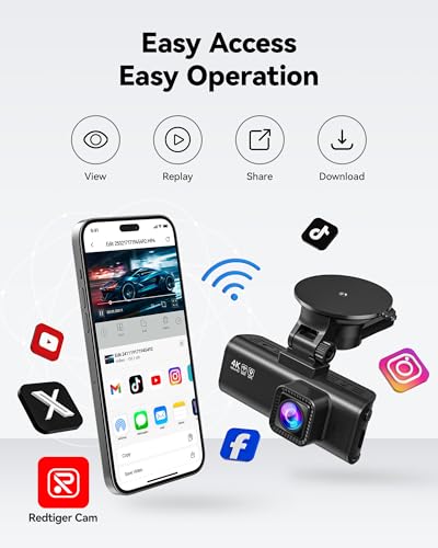 undefined REDTIGER Dash Cam Front Rear, 4K/2.5K Full HD Dash Camera for Cars, Included 32GB Card, Built-in Wi-Fi GPS, 3.16” IPS Screen, Night Vision, 170°Wide Angle, WDR, 24H Parking Mode(F7NP) の商品画像 4