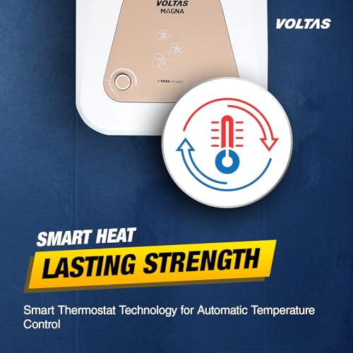 Image of Voltas Magna 5-Star 10L Water Heater 2000W, Warranty of 7 years on Tank, 3 Years on Heating Element, 2 Years on Product by Voltas|Free Installation| Free Connecting Pipe|Copper Element|8 Bar (White)