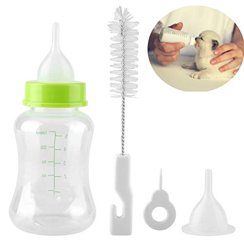 Pssopp Botella de Leche del Animal doméstico, alimentador Durable de Las Botellas de Leche del Agua del silicón 150ml con 1 entrerrosca, Cepillo y abrelatas para el Gato del Perro