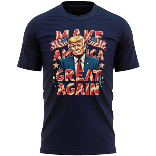 Image of Donald Trump MAGA Mens T Shirt Make America Great Again American USA President Tee, M, Navy