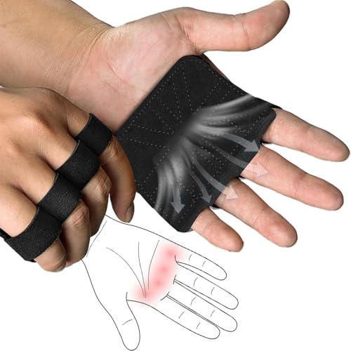 JOOTUEPO Lot de 2 Coussinets de Préhension de Fitness, Antidérapant Gants Musculation en Cuir de Vache Accessoires D'entraînement pour Les Sports de...