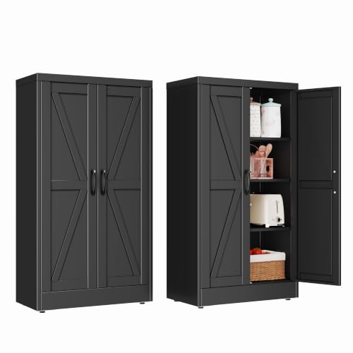 Image of PAOFIN 47 inch Black Metal Storage Pantry Cabinet