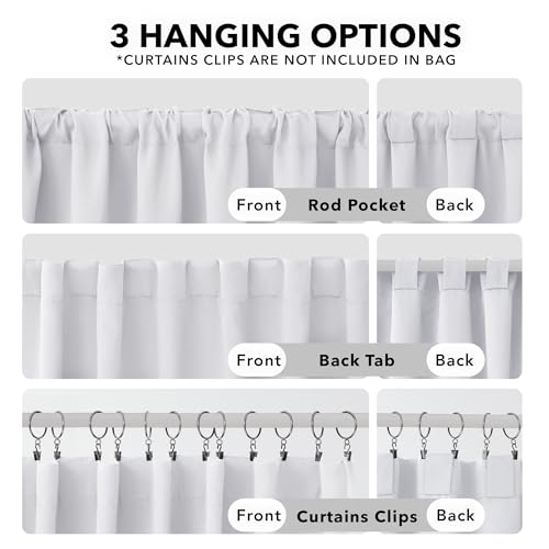 Deconovo Greyish White Blackout Curtains, 52x84 Inches, Thermal Insulated, 2 Panels for Living Room