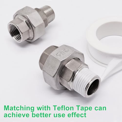Image of 2Pcs Cast Pipe Fittings Union, 1 /2 inch NPT Female x 1 /2 inch NPT Male Thread 304 Stainless Steel Hex Head for Industrial, Class 150