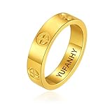 YUFANHY Love Friendship Couple Rings Fashion Cute Simple Unique 18k Gold Stainless Steel Rings Weddi