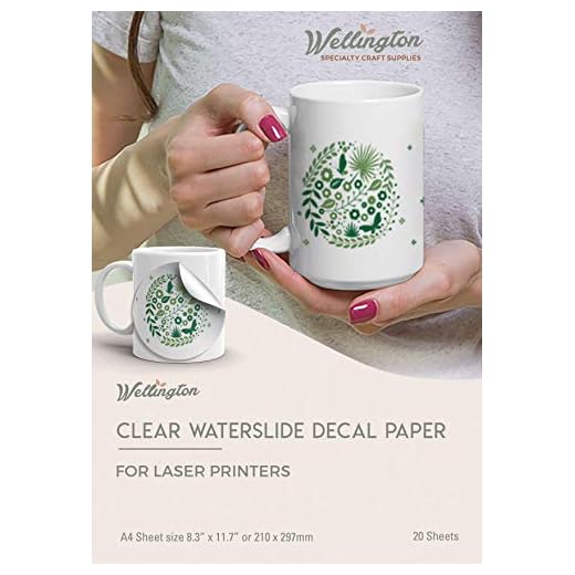 Wellington Waterslide dekal papper laser klar, A4 vattendekal papper för laserskrivare, klart överföringspapper (20 ark)