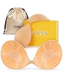 Niidor Exclusive Original Breathable Magnetic Sticky Bra Adhesive Strapless Invisible for Backless Gift Box & Bag Included Nude