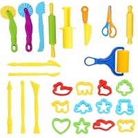 26 Pcs Playdough Accessories, Playdough Set, Play Doh Tools Set for Kids, Educational Toys with Multiple Shapes, Play Dough Cutters and Rollers for Toddlers Boys and Girls