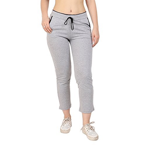 Image of Women's Cotton Track Pants (Grey & Black, Pack of 2)
