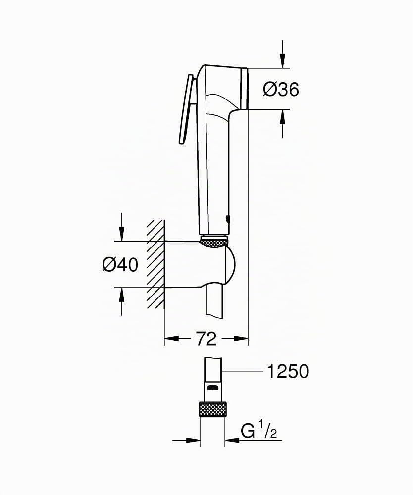 GROHE Vitalio, Bidet-Set für das WC (Bidet-Duschkopf mit 1 Strahlart, Duschschlauch 1,25m und Wandhalterung, langlebige Oberfläche, leicht zu reinigen), chrom, 26175001