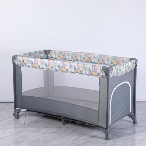 WGM新登場ベビーベッド 添い寝 折りたたみ 蚊帳付き プレイヤード マットレス付き ベビーサークルクーファン 赤ちゃんベッド クーファン 通気 長く使える 誕生日 贈り物 新生児ベッド 出産祝い (グレー)