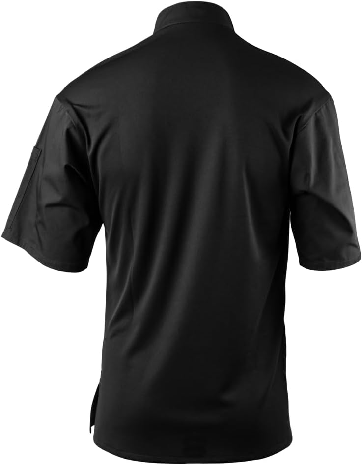 Mercer Culinary Millennia Air Short Sleeve Men's Cook Jack with Full Mesh Back, Large, Black