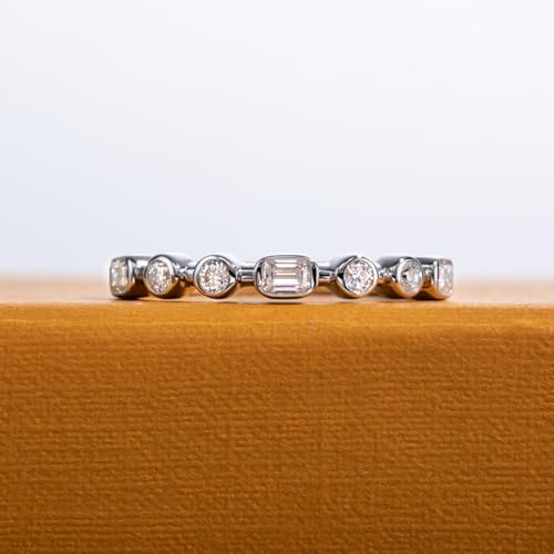 Moissanite Eternity Rings 1cttw D Color VVS1 Clarity Round Brilliant Cut S925 Sterling Silver Stackable Wedding Anniversary Bands for Women with Certificate3