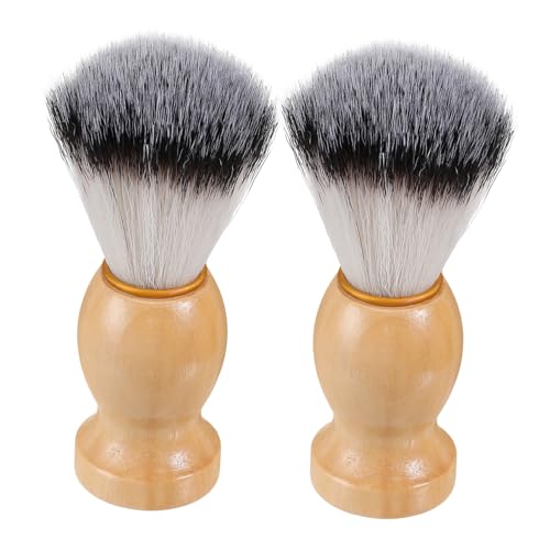 HAPINARY 2pcs Wood Handle Shaving Brush with Synthetic Tipped Bristles for Barbershop Quality Shaving Experience for Application Beard Debris Removal
