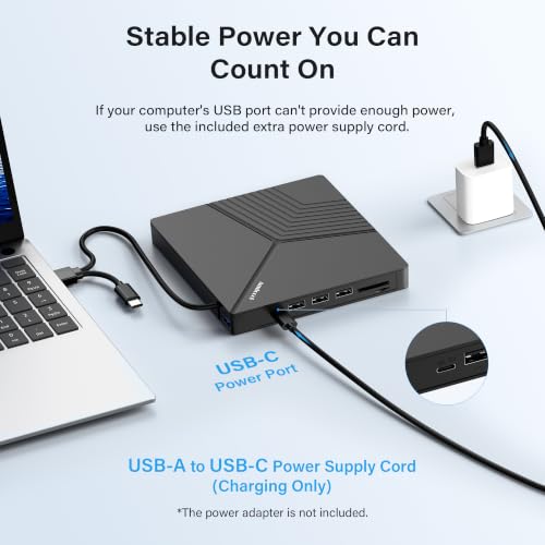 Image of Amicool 8-in-1 USB A /C External CD /DVD Drive with TF /SD Card Reader Port